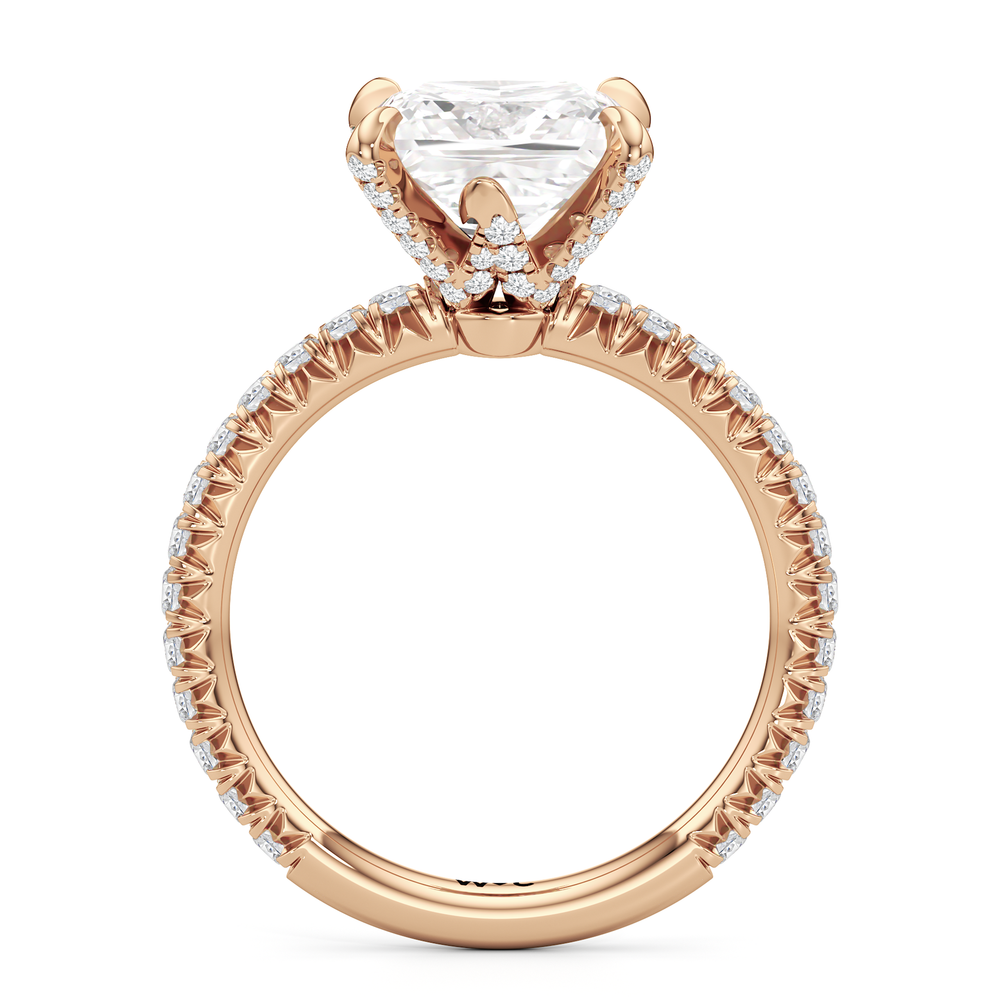 The W Icon Engagement Ring with Princess Cut Diamond in 14KT Rose Gold view 5
