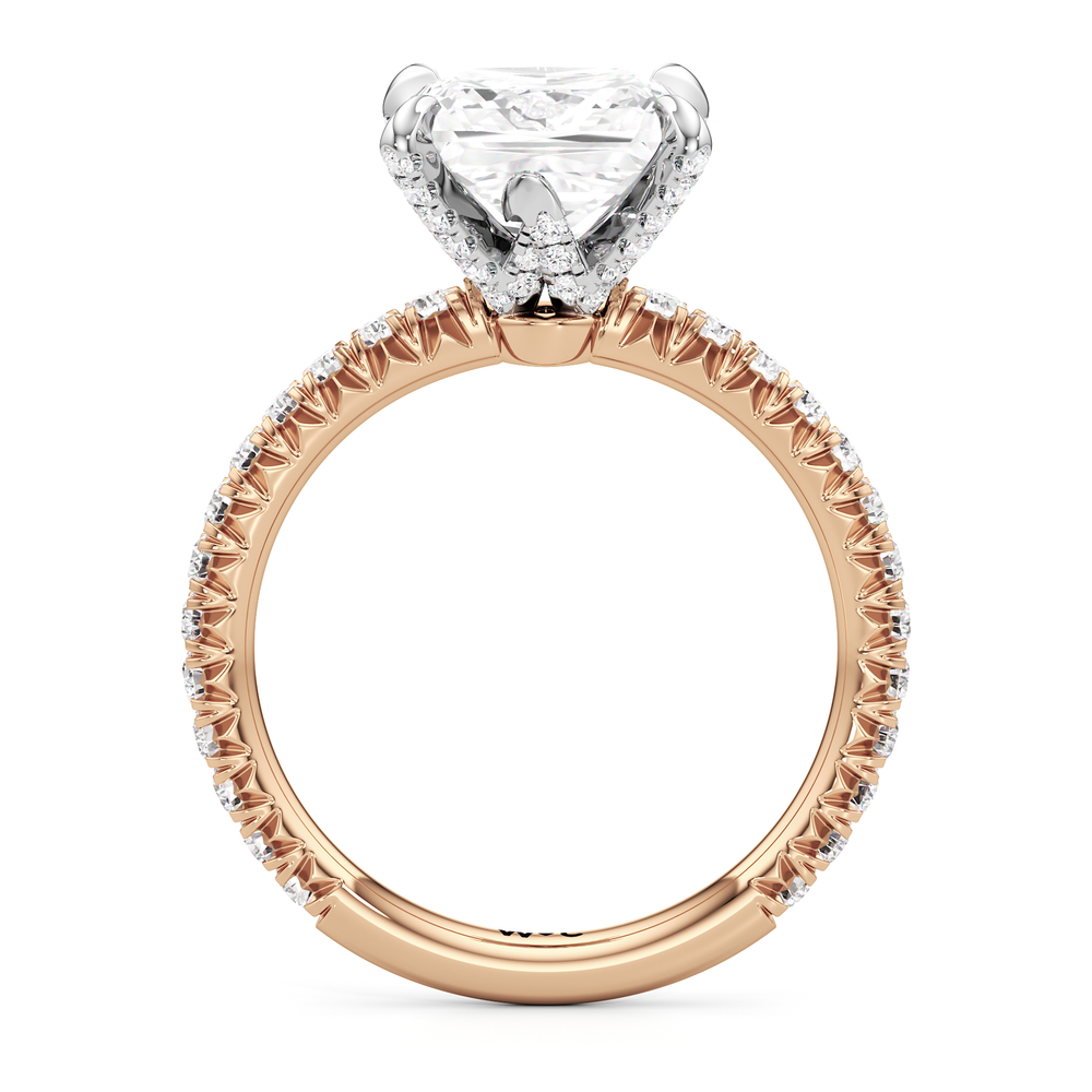 The W Icon Engagement Ring with Princess Cut Diamond in 14KT Rose Gold & Platinum view 2
