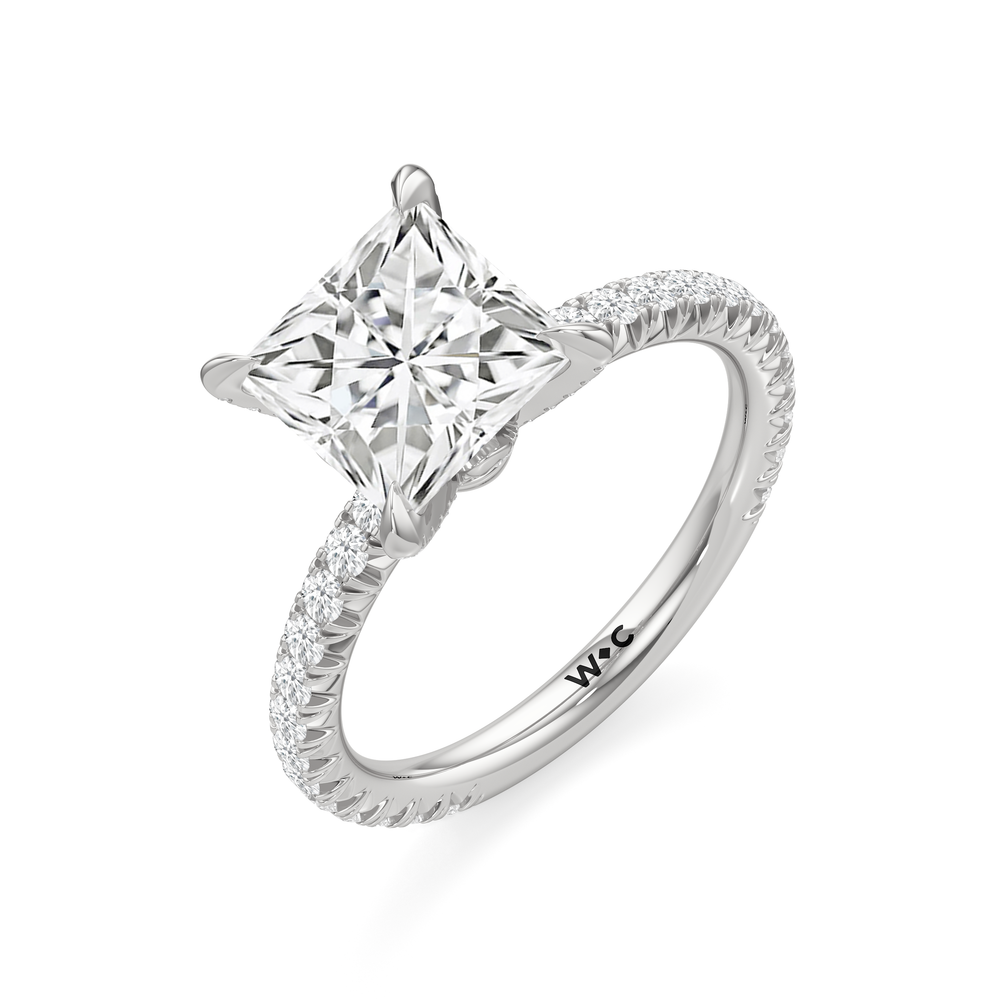 The W Icon Engagement Ring with Princess Cut Diamond in 14KT Platinum view 6
