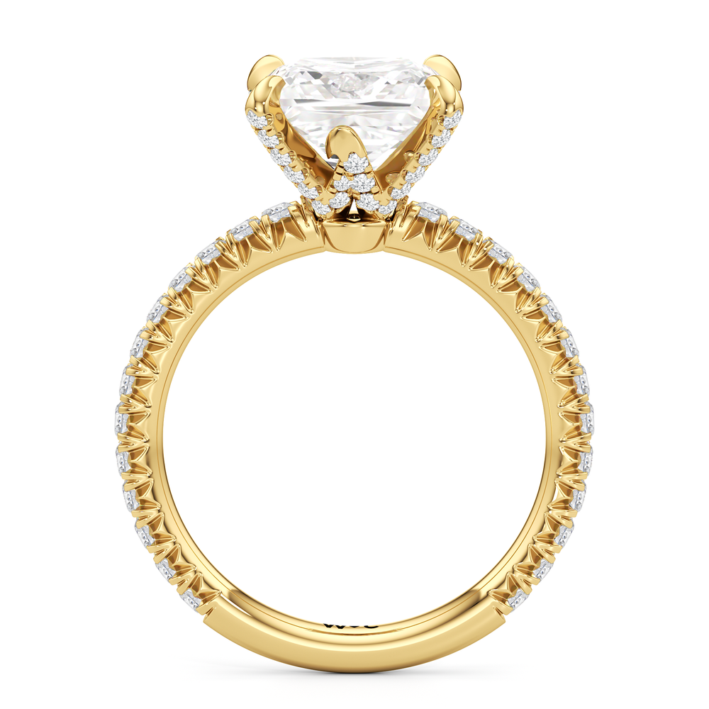 The W Icon Engagement Ring with Princess Cut Diamond in 14KT Yellow Gold view 2
