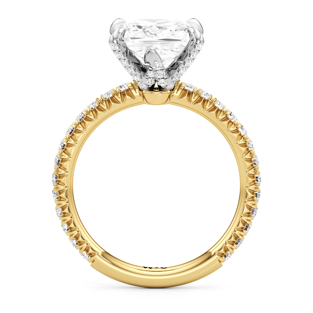 The W Icon Engagement Ring with Princess Cut Diamond in 14KT Yellow Gold & Platinum view 2
