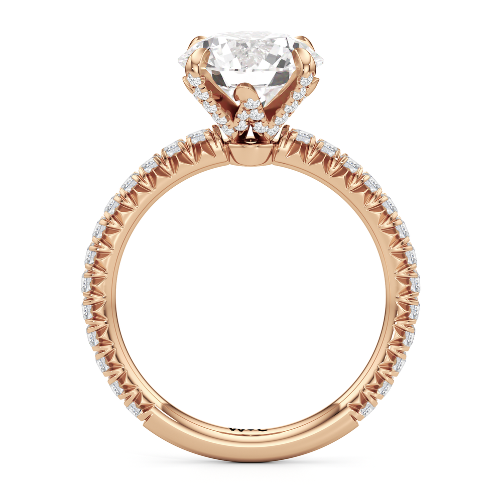 The W Icon Engagement Ring with Round Cut Diamond in 14KT Rose Gold view 2
