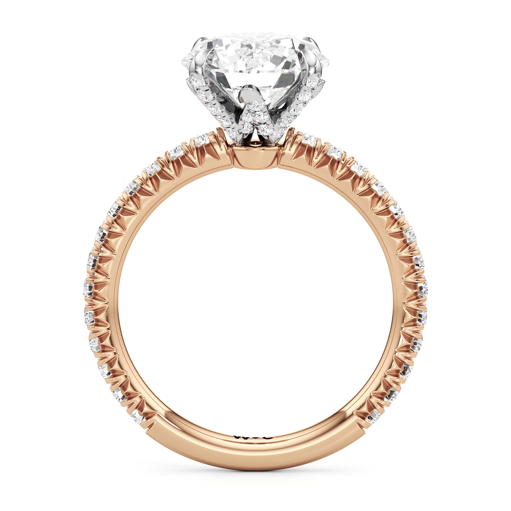 The W Icon Engagement Ring with Round Cut Diamond in 14KT Rose Gold & Platinum view 3

