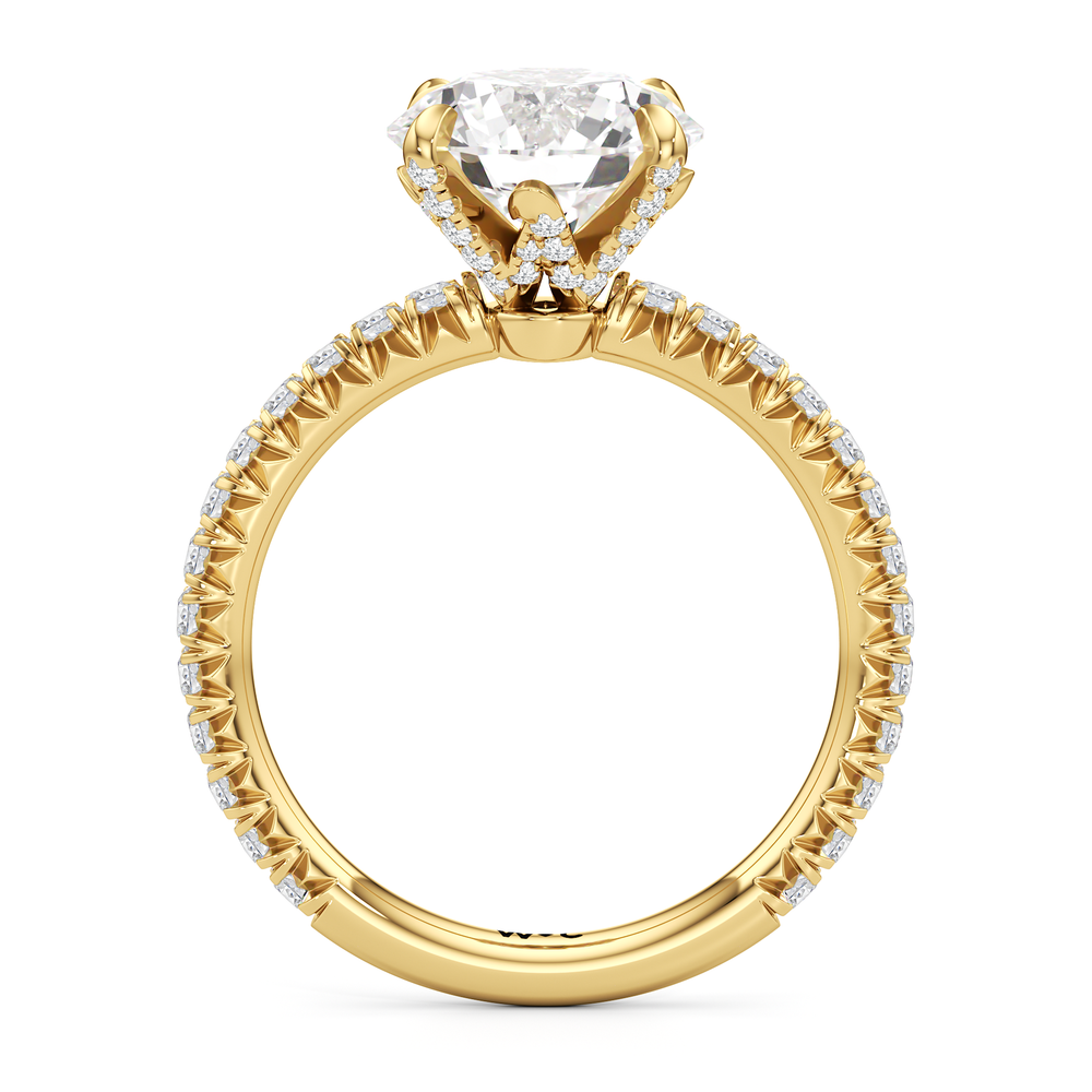 The W Icon Engagement Ring with Round Cut Diamond in 14KT Yellow Gold view 2
