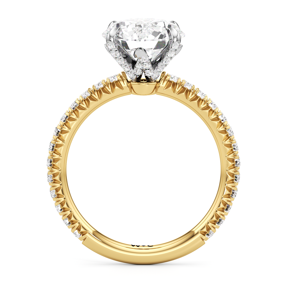 The W Icon Engagement Ring with Round Cut Diamond in 14KT Yellow Gold & Platinum view 3
