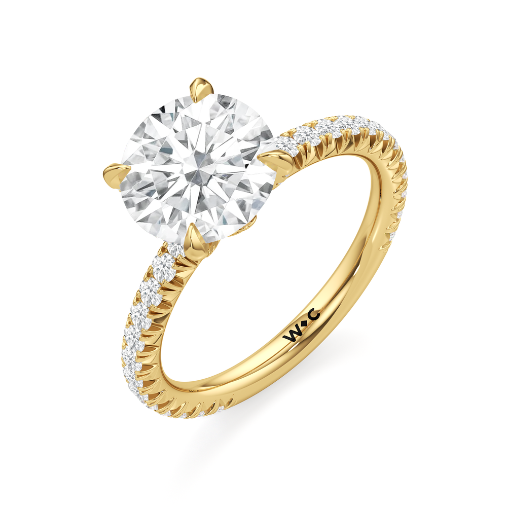The W Icon Engagement Ring with Round Cut Diamond in 14KT Yellow Gold view 3
