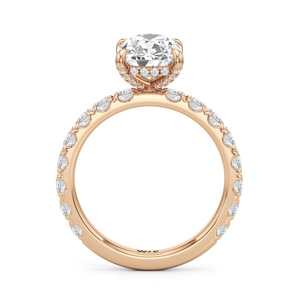 Antique Cushion Cut Elan Hidden Halo Engagement Ring with Lab Grown Diamond in 14KT Rose Gold view 4
