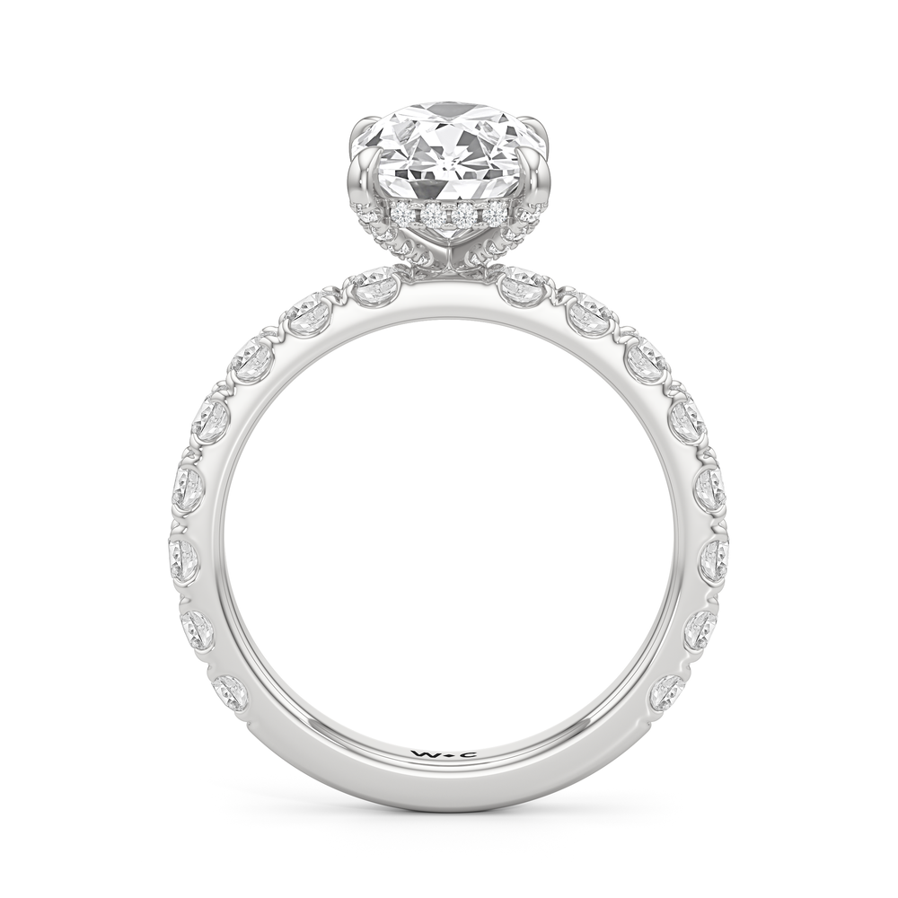 Antique Cushion Cut Elan Hidden Halo Engagement Ring with Lab Grown Diamond in 14KT Platinum view 4
