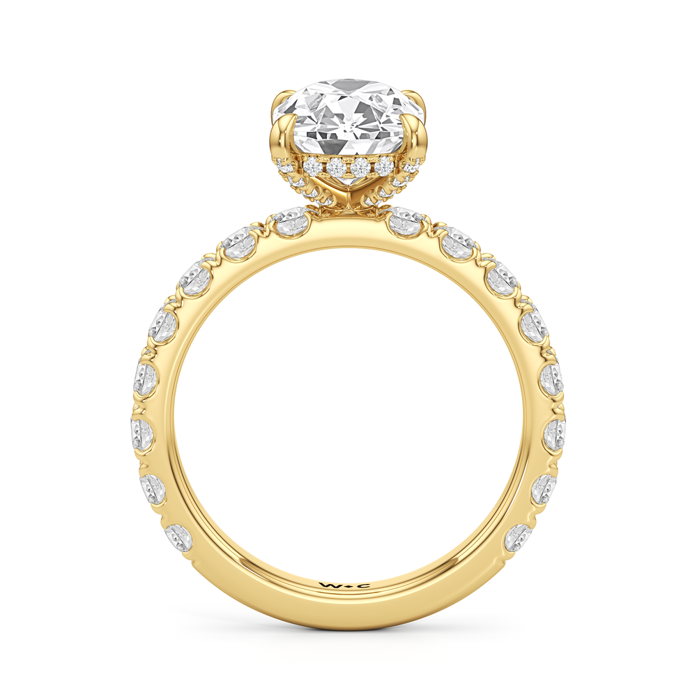 Antique Cushion Cut Elan Hidden Halo Engagement Ring with Lab Grown Diamond in 14KT Yellow Gold view 4
