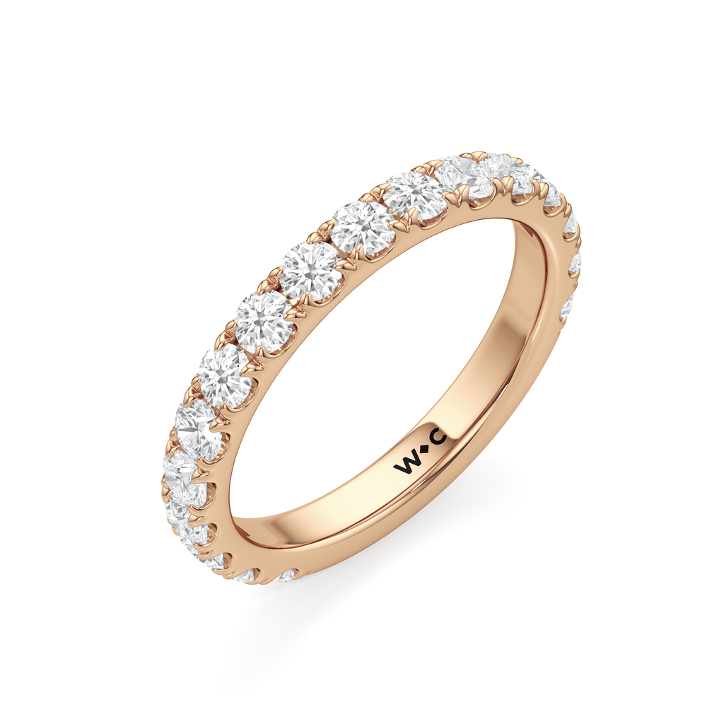 Élan Hidden Halo Diamond Wedding Band with 18KT Rose Gold Cut Diamond in 14KT Rose Gold view 4
