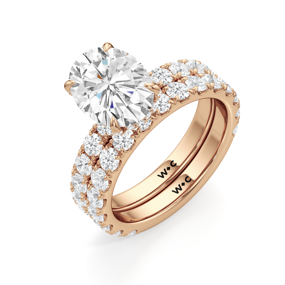 Élan Hidden Halo Diamond Wedding Band with 18KT Rose Gold Cut Diamond in 14KT Rose Gold view 3
