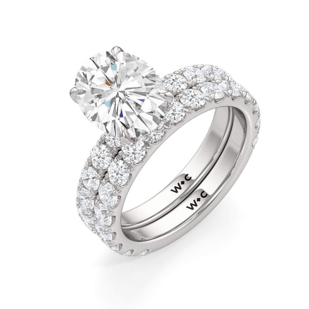 Élan Hidden Halo Diamond Wedding Band with Platinum Cut Diamond in 14KT Platinum view 3
