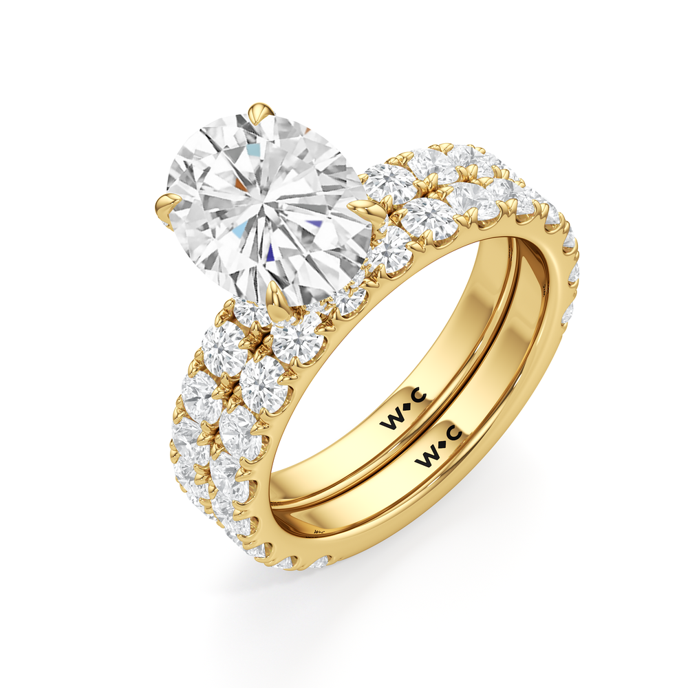 Élan Hidden Halo Diamond Wedding Band with 18KT Yellow Gold Cut Diamond in 14KT Yellow Gold view 3
