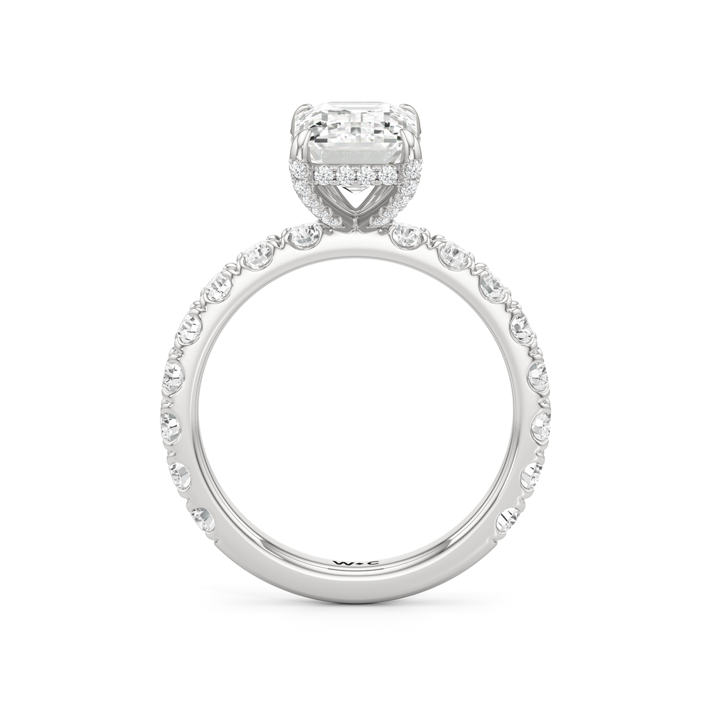 Élan Hidden Halo Engagement Ring with Emerald Cut Diamond in 14KT Platinum view 2
