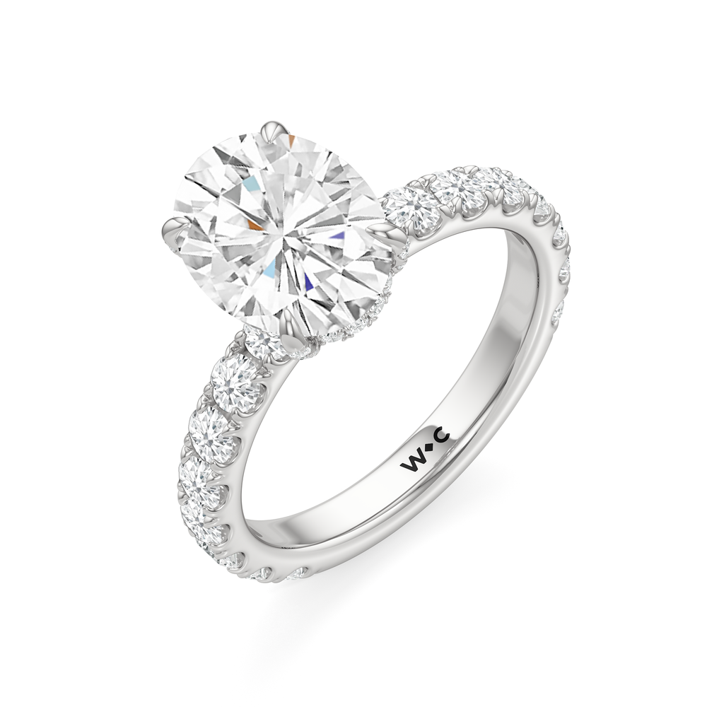 Élan Hidden Halo Engagement Ring with Oval Cut Diamond in 14KT Platinum view 3
