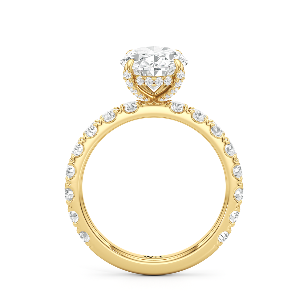 Élan Hidden Halo Engagement Ring with Oval Cut Diamond in 14KT Yellow Gold view 2
