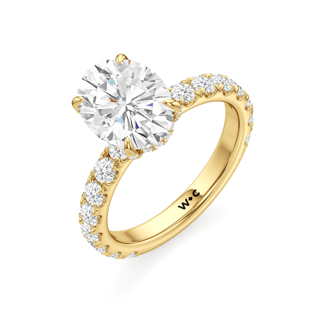 Élan Hidden Halo Engagement Ring with Oval Cut Diamond in 14KT Yellow Gold view 3
