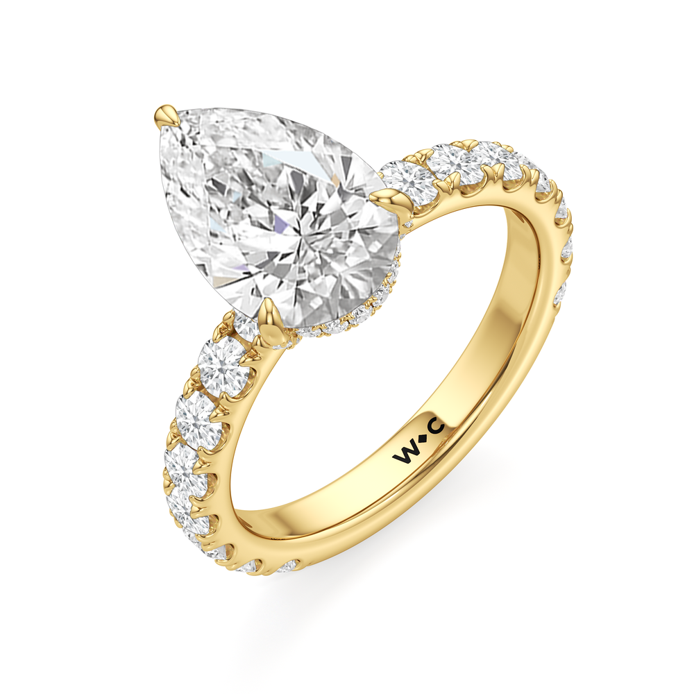 Élan Hidden Halo Engagement Ring with Pear Cut Diamond in 14KT Yellow Gold view 6

