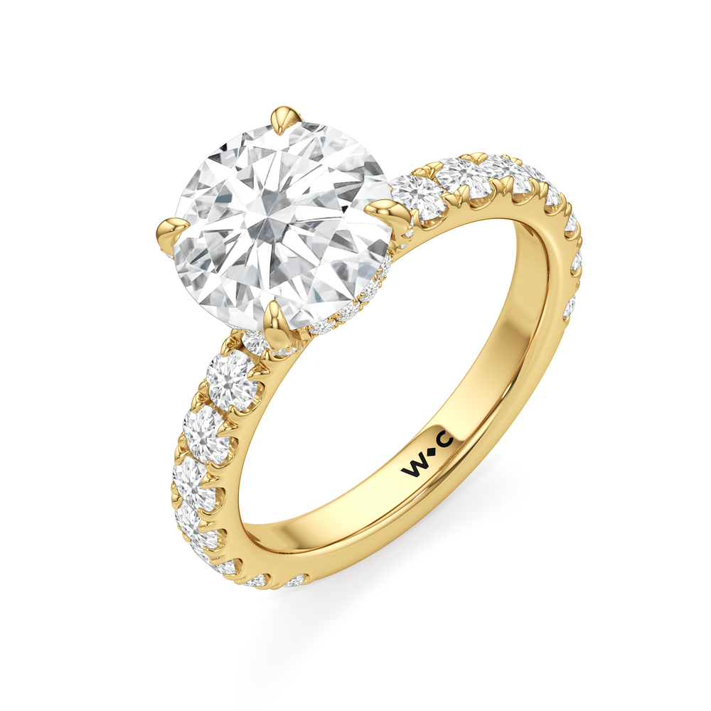 Élan Hidden Halo Engagement Ring with Round Cut Diamond in 14KT Yellow Gold view 3
