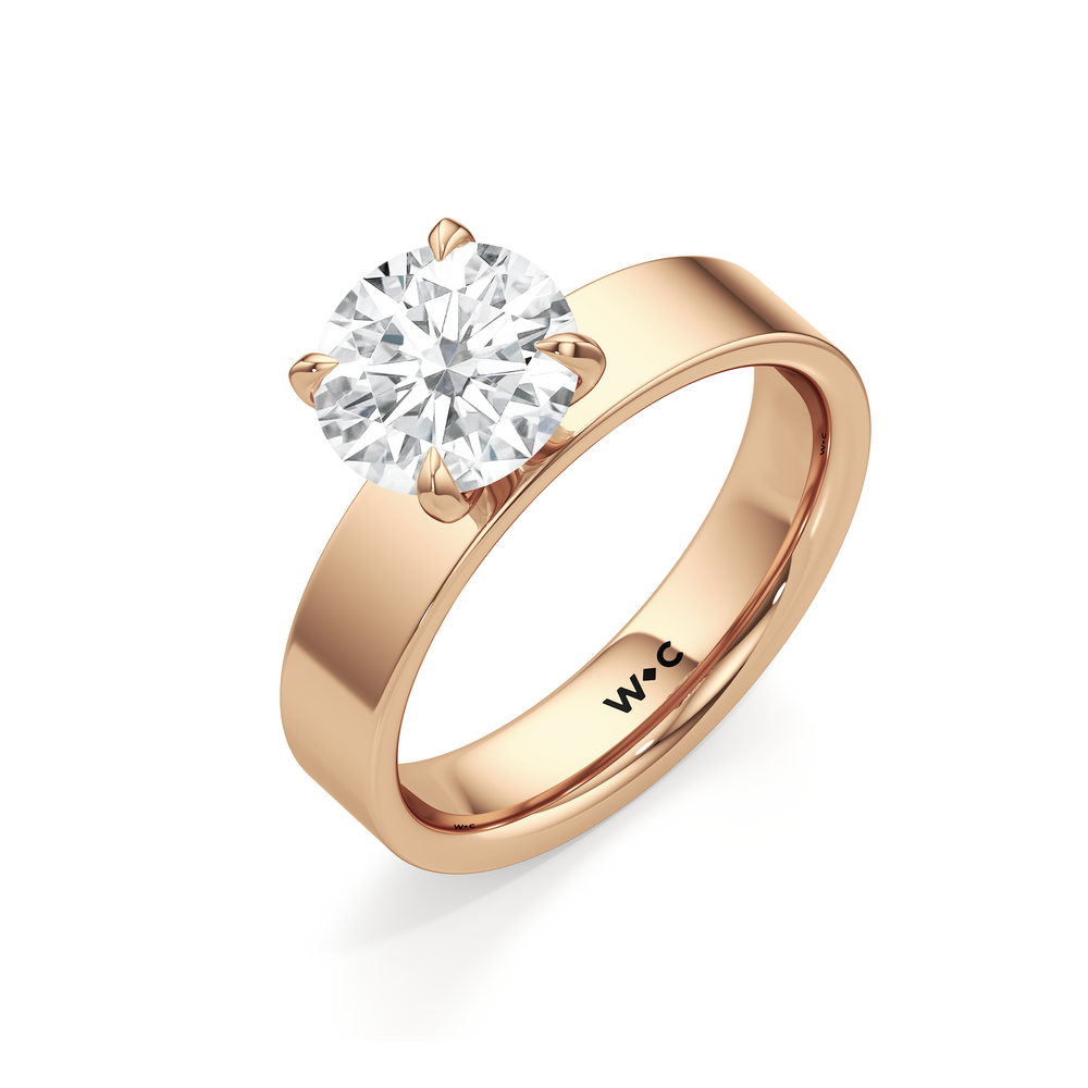Aurora Wide Band Engagement Ring with Round Cut Diamond in 14KT Rose Gold view 3
