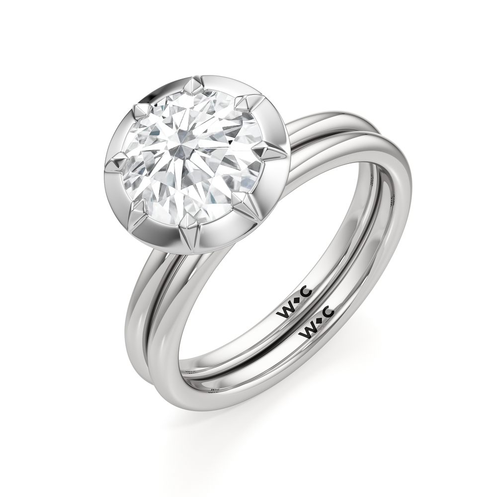 The Solenne Engagement Ring with Emerald Cut Diamond in 14KT Platinum view 4
