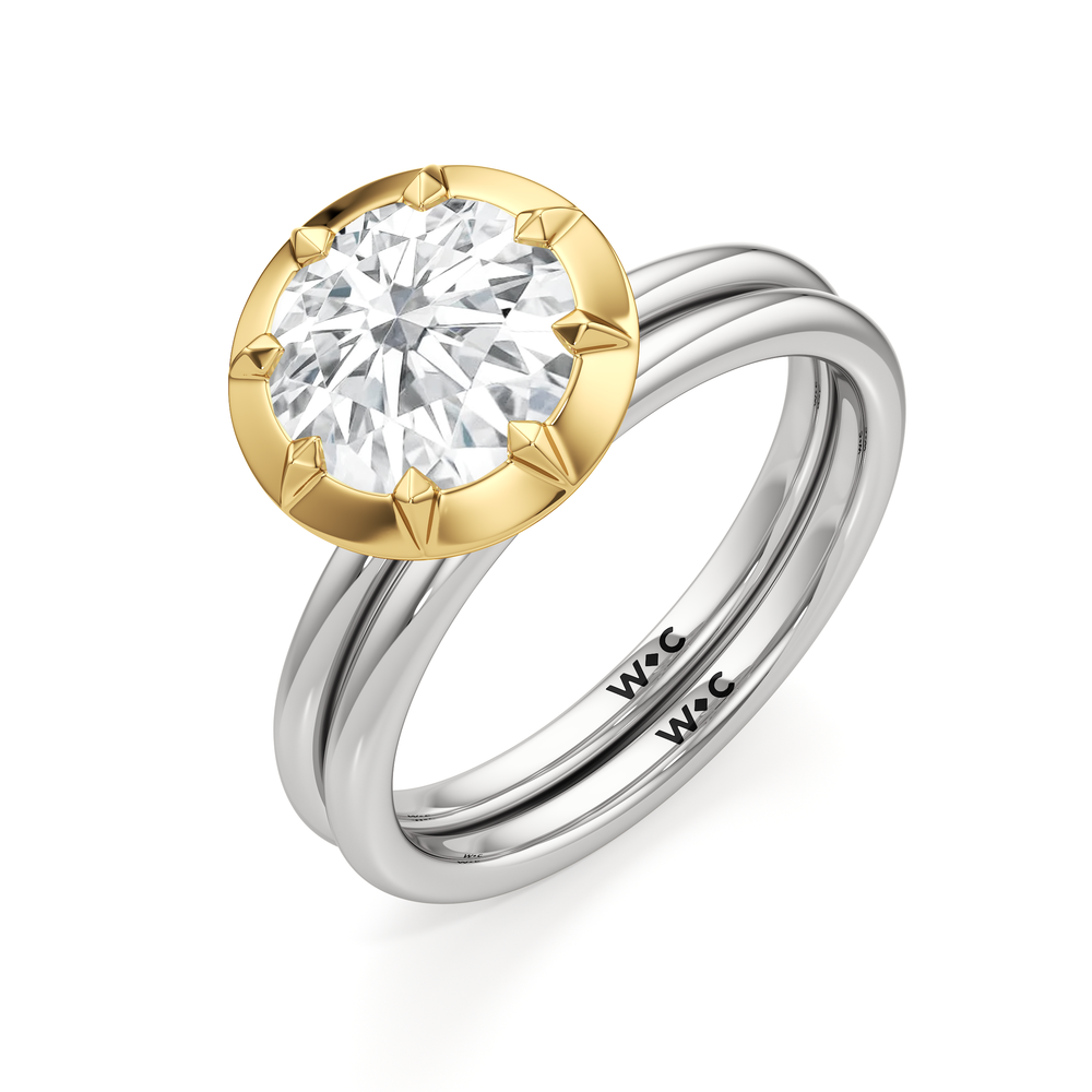 The Solenne Engagement Ring with Round Cut Diamond in 14KT White & Yellow Gold view 4
