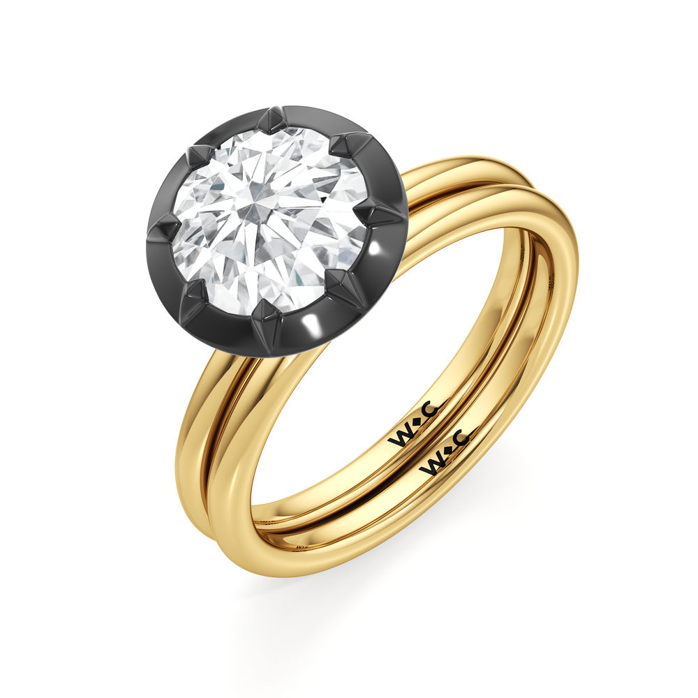 The Solenne Engagement Ring with Emerald Cut Diamond in 14KT Yellow & Black Gold view 4
