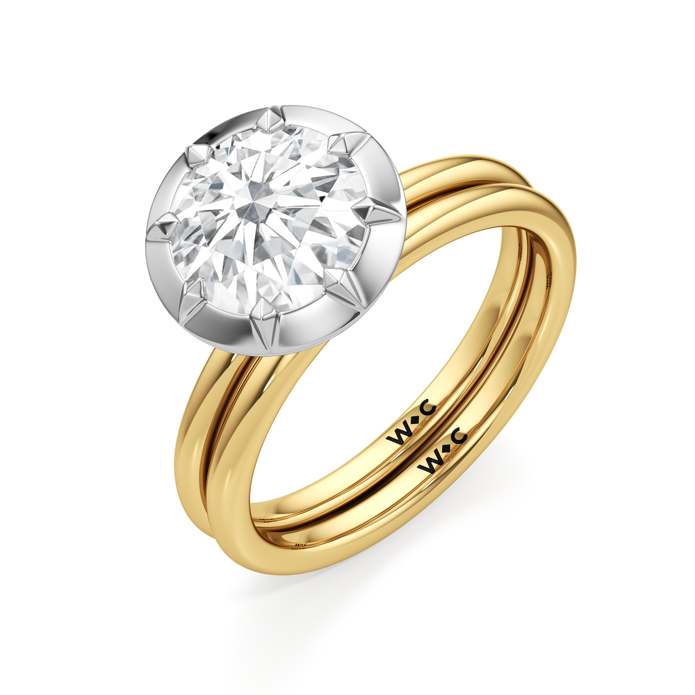 The Solenne Engagement Ring with Emerald Cut Diamond in 14KT Yellow & White Gold view 4
