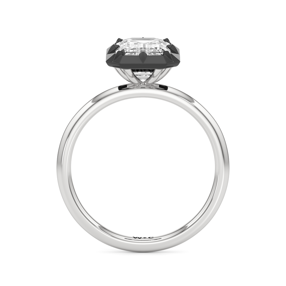 The Solenne Engagement Ring with Emerald Cut Diamond in 14KT White & Black Gold view 2
