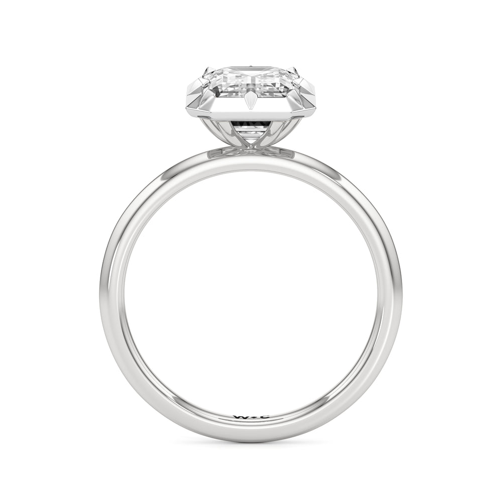 The Solenne Engagement Ring with Emerald Cut Diamond in 14KT Platinum view 2
