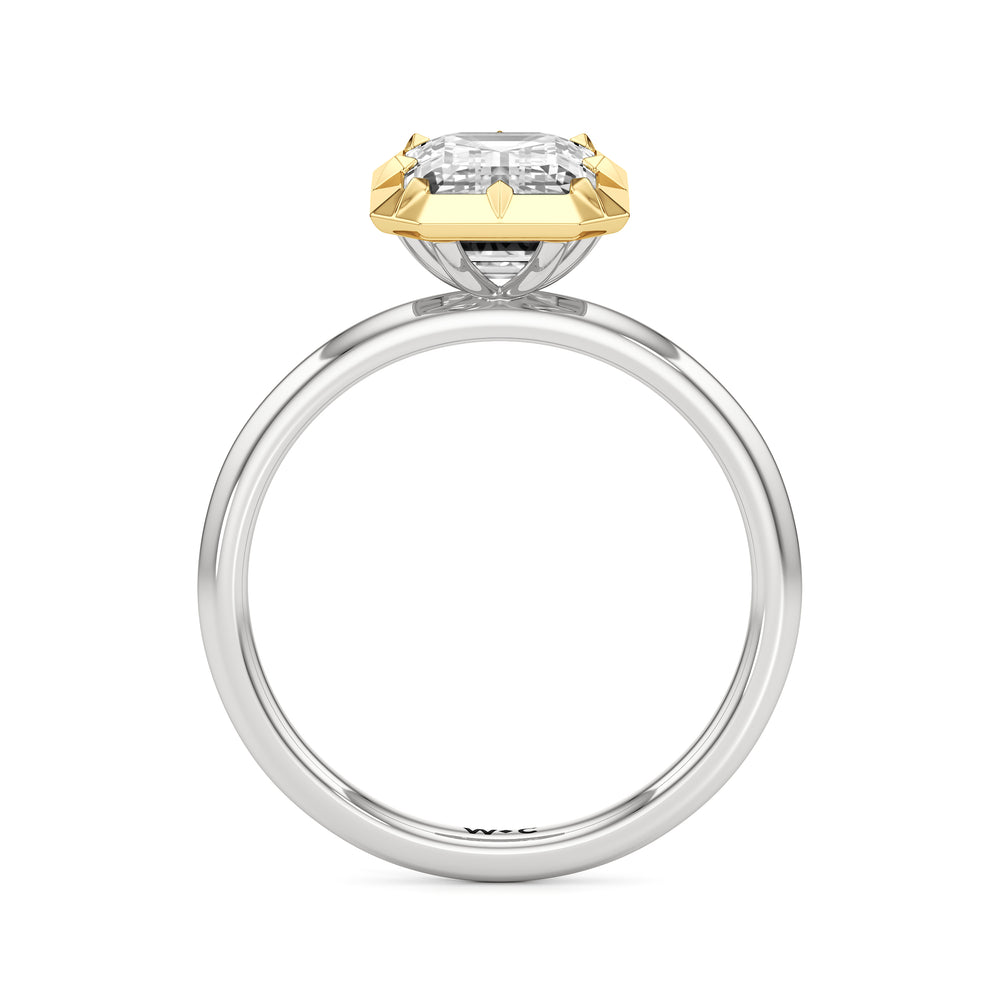 The Solenne Engagement Ring with Emerald Cut Diamond in 14KT White & Yellow Gold view 2
