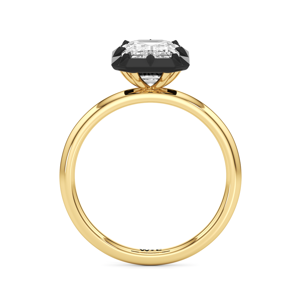 The Solenne Engagement Ring with Emerald Cut Diamond in 14KT Yellow & Black Gold view 2
