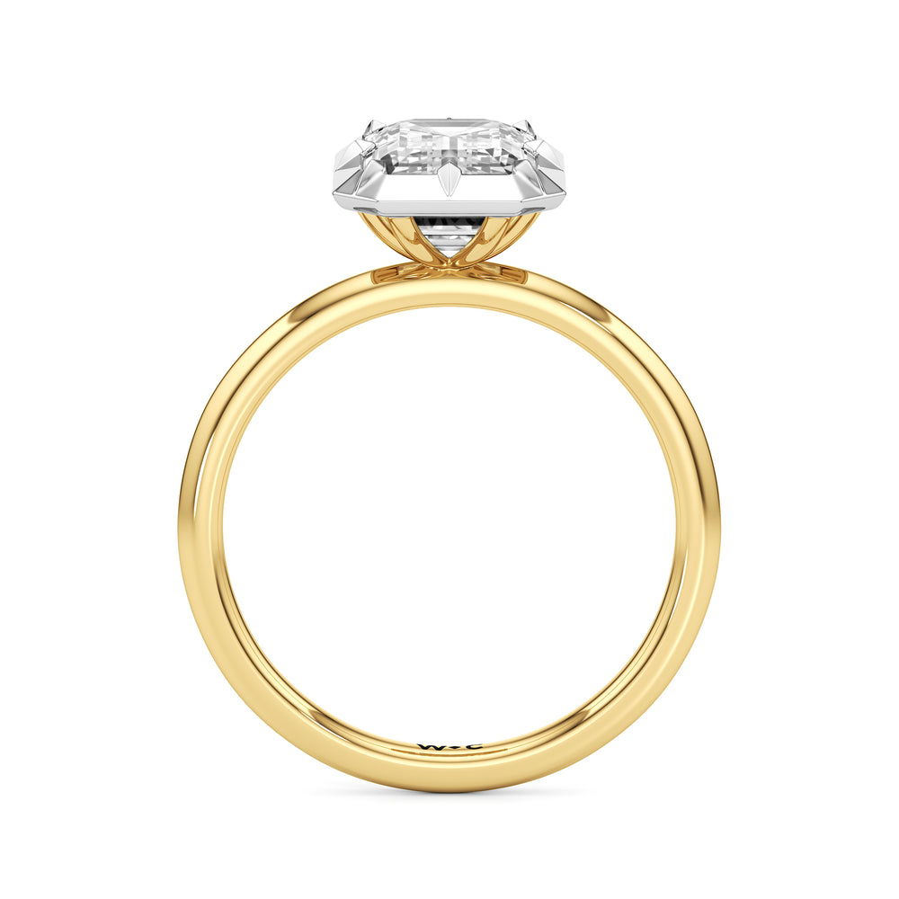 The Solenne Engagement Ring with Emerald Cut Diamond in 14KT Yellow & White Gold view 2
