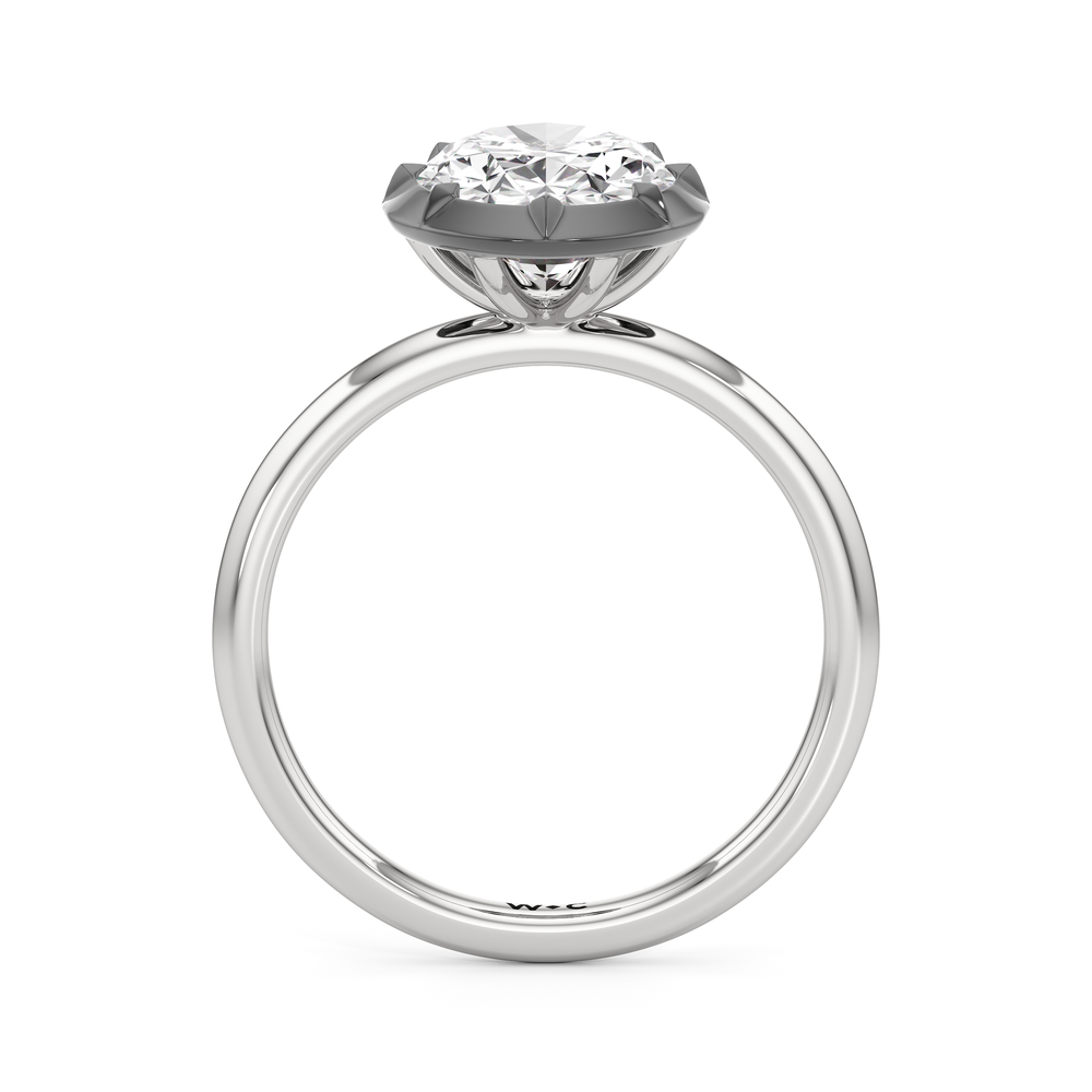 The Solenne Engagement Ring with Oval Cut Diamond in 14KT White & Black Gold view 2
