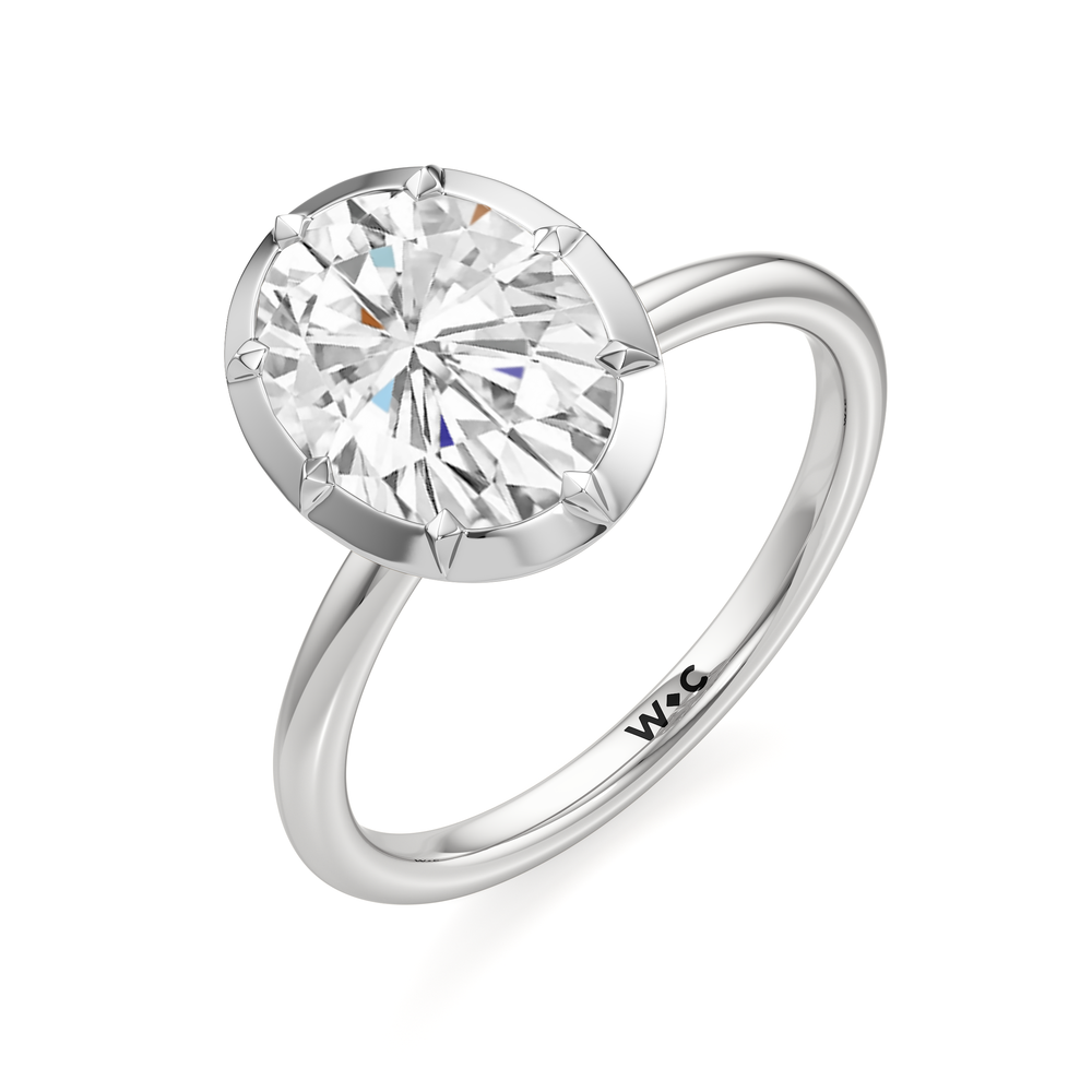 The Solenne Engagement Ring with Oval Cut Diamond in 14KT Platinum view 3
