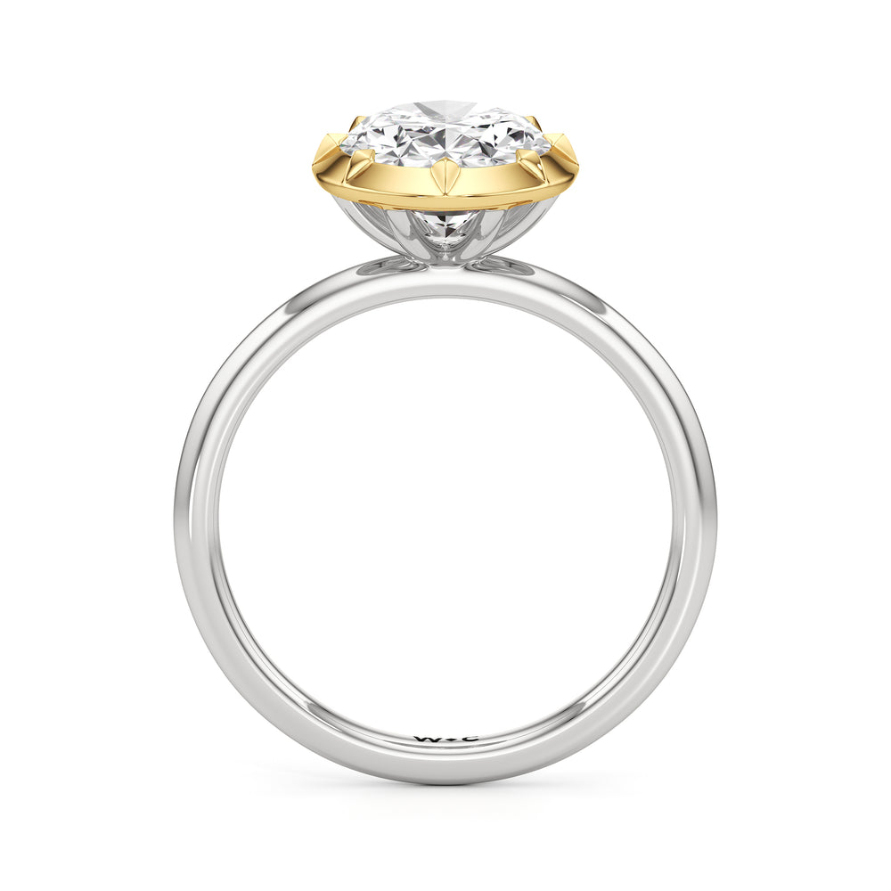 The Solenne Engagement Ring with Oval Cut Diamond in 14KT White & Yellow Gold view 2
