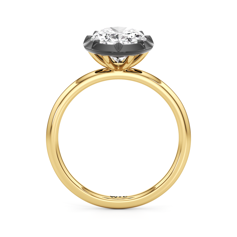 The Solenne Engagement Ring with Oval Cut Diamond in 14KT Yellow & Black Gold view 2
