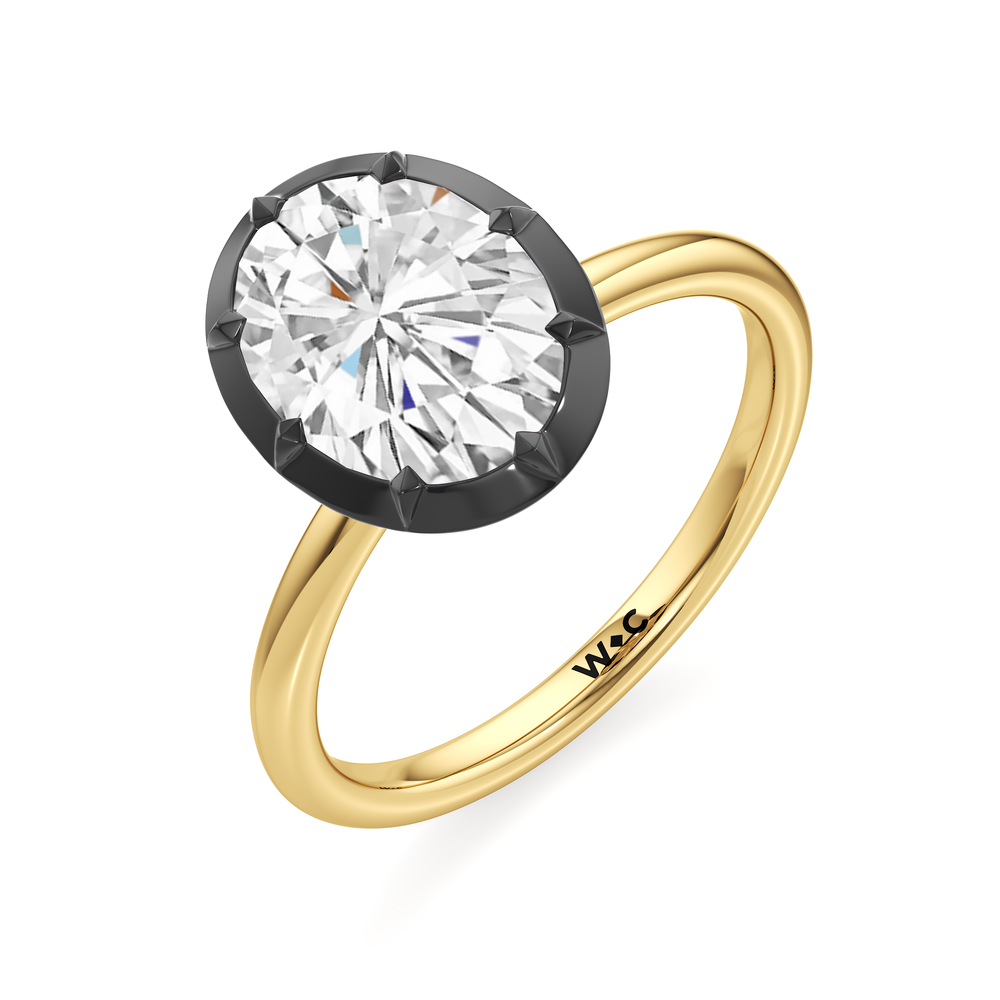 The Solenne Engagement Ring with Oval Cut Diamond in 14KT Yellow & Black Gold view 3
