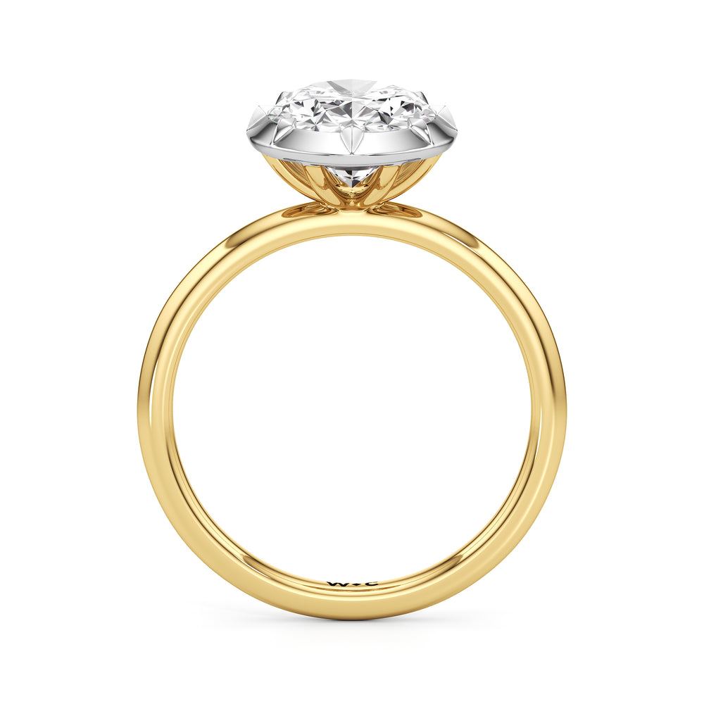 The Solenne Engagement Ring with Oval Cut Diamond in 14KT Yellow & White Gold view 2
