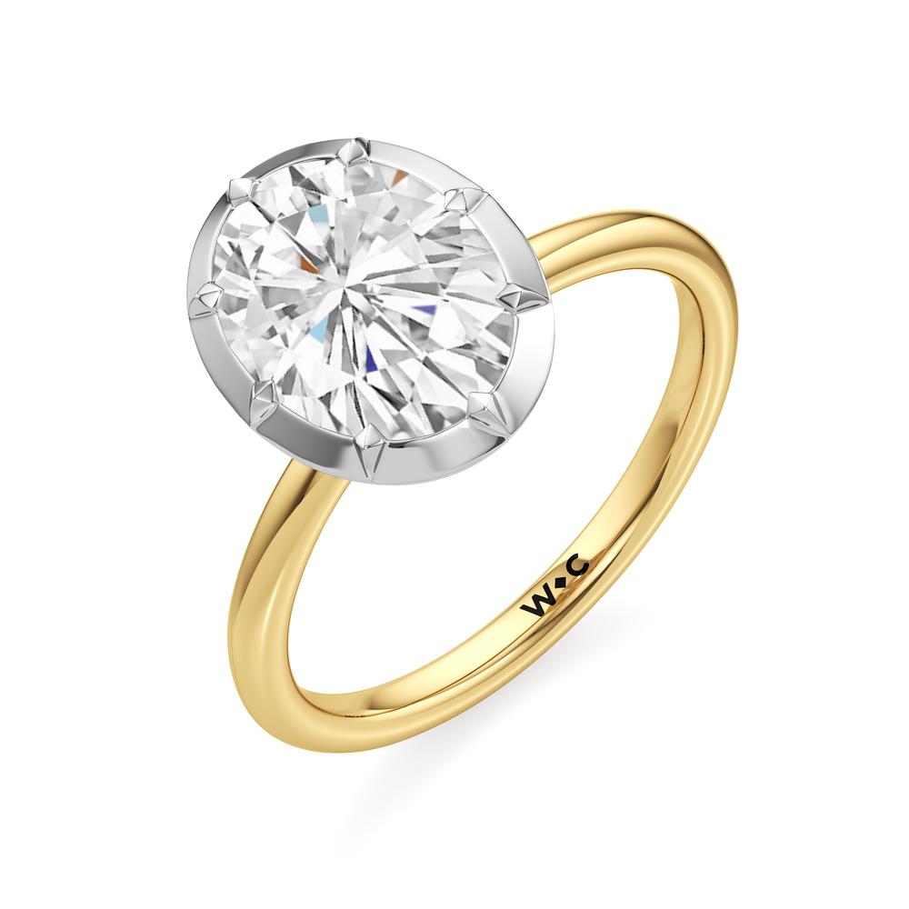 The Solenne Engagement Ring with Oval Cut Diamond in 14KT Yellow & White Gold view 3
