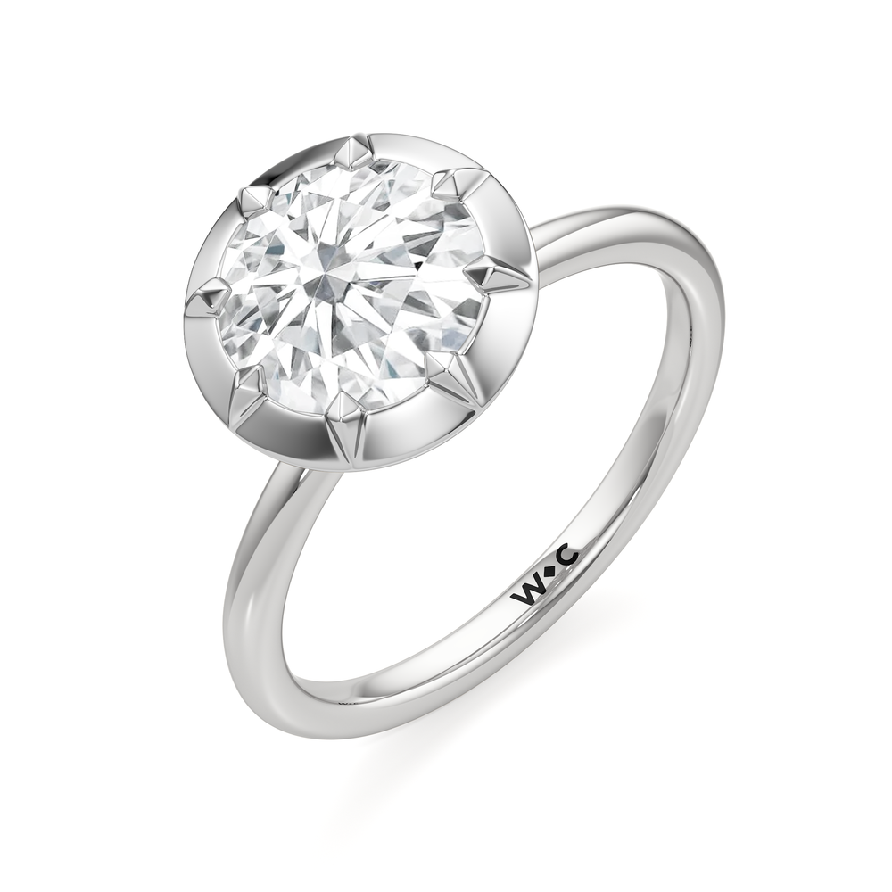 The Solenne Engagement Ring with Round Cut Diamond in 14KT Platinum view 3

