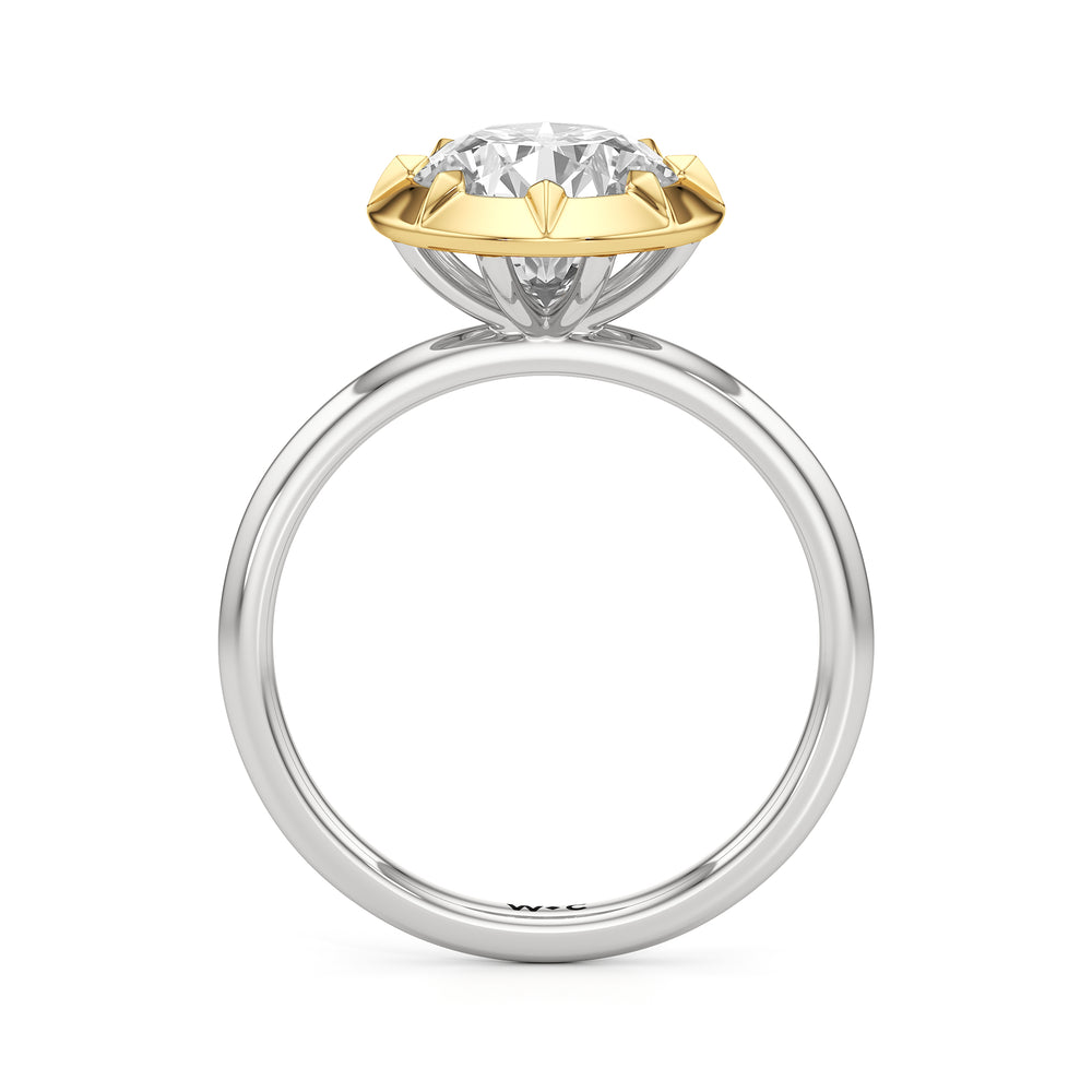 The Solenne Engagement Ring with Round Cut Diamond in 14KT White & Yellow Gold view 2
