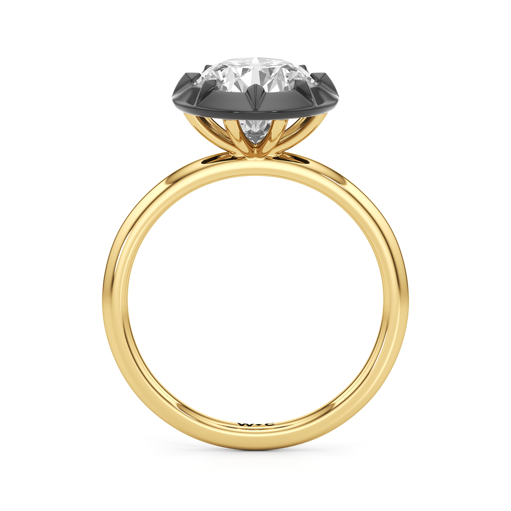 The Solenne Engagement Ring with Round Cut Diamond in 14KT Yellow & Black Gold view 2
