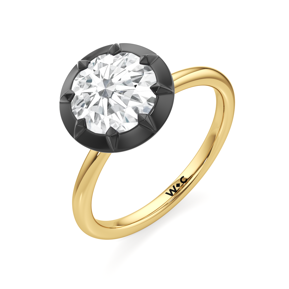 The Solenne Engagement Ring with Round Cut Diamond in 14KT Yellow & Black Gold view 3
