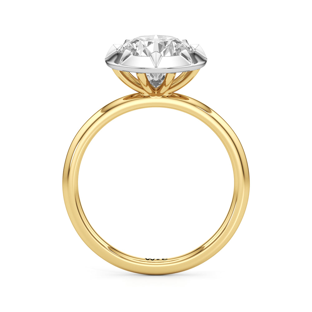 The Solenne Engagement Ring with Round Cut Diamond in 14KT Yellow & White Gold view 2
