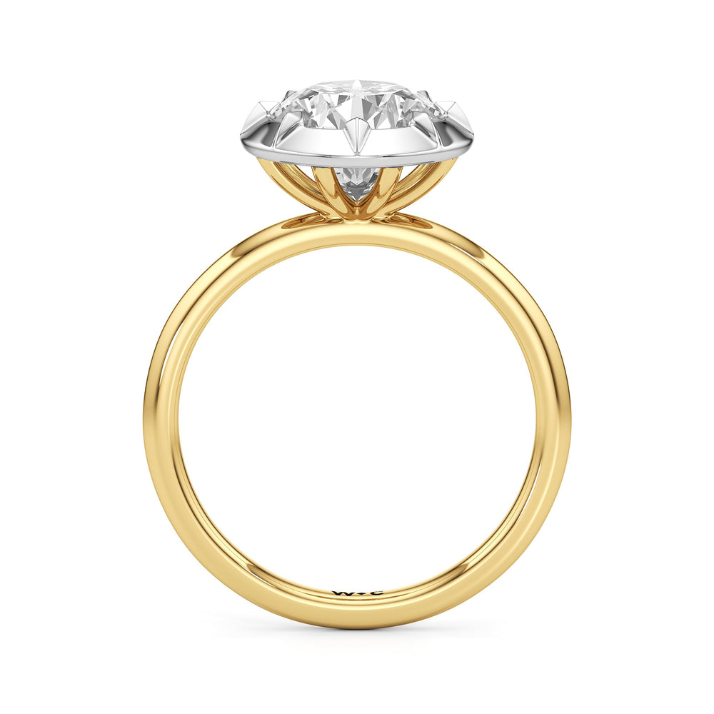 The Solenne Engagement Ring with Round Cut Diamond in 14KT Yellow & White Gold view 2
