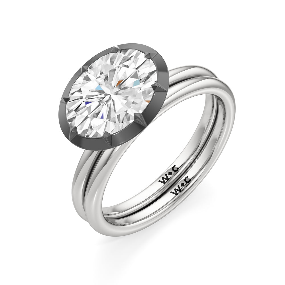 The Élodie Wedding Band with Platinum Cut Diamond in 14KT Platinum view 3
