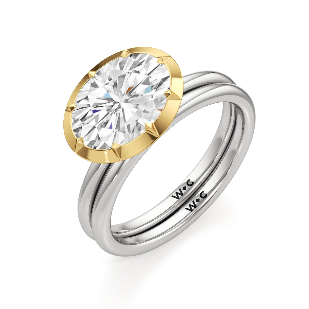 The Élodie Engagement Ring with West Oval Cut Diamond in 14KT White & Yellow Gold view 4
