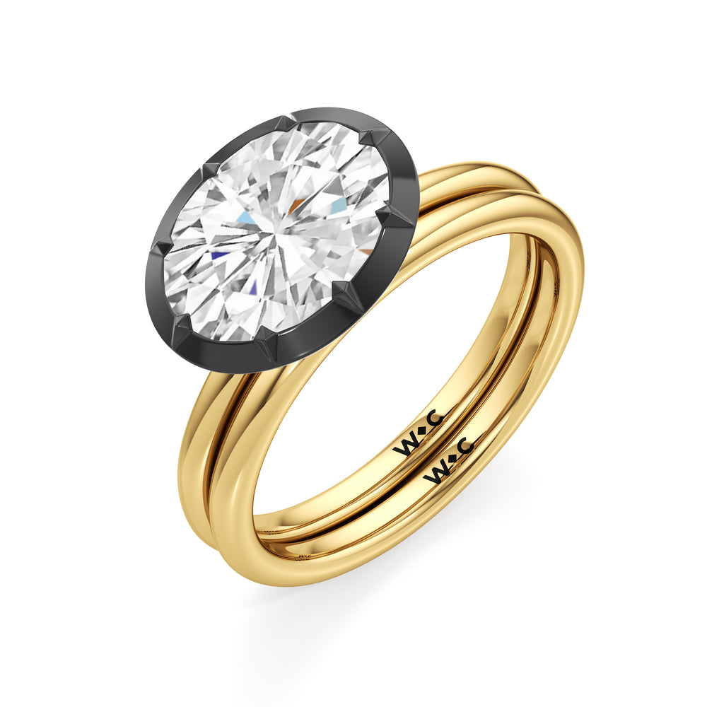 The Élodie Engagement Ring with West Radiant Cut Diamond in 14KT Yellow & Black Gold view 4
