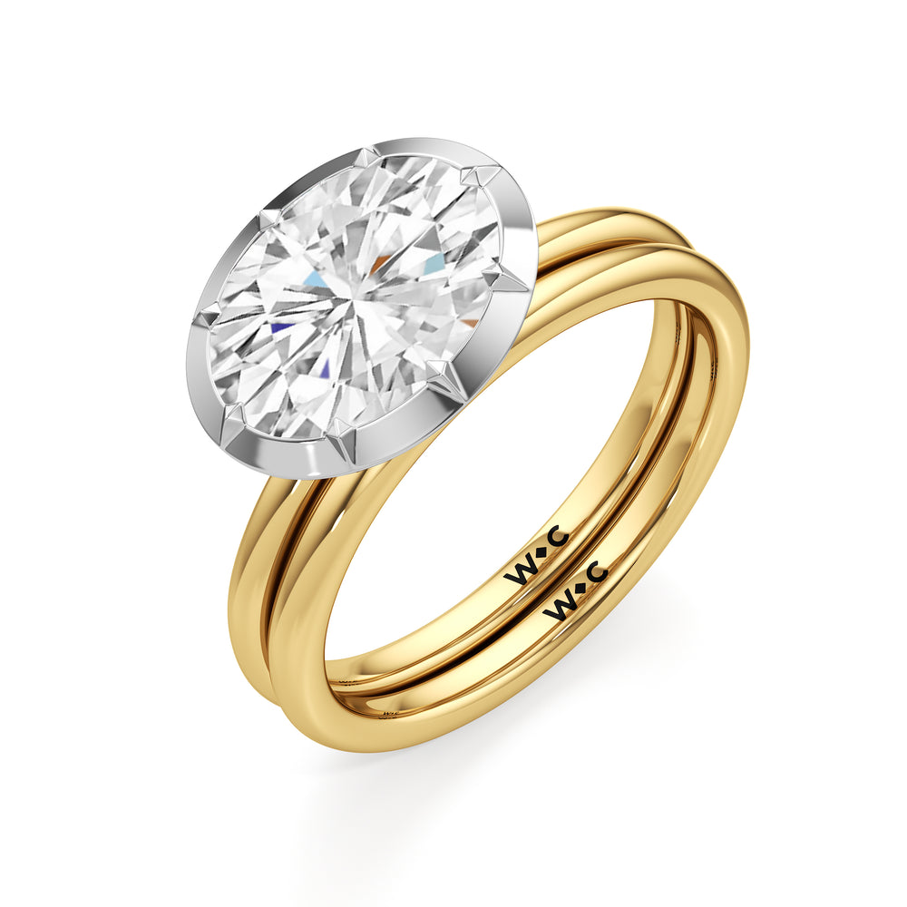The Élodie Engagement Ring with West Oval Cut Diamond in 14KT Yellow & White Gold view 4
